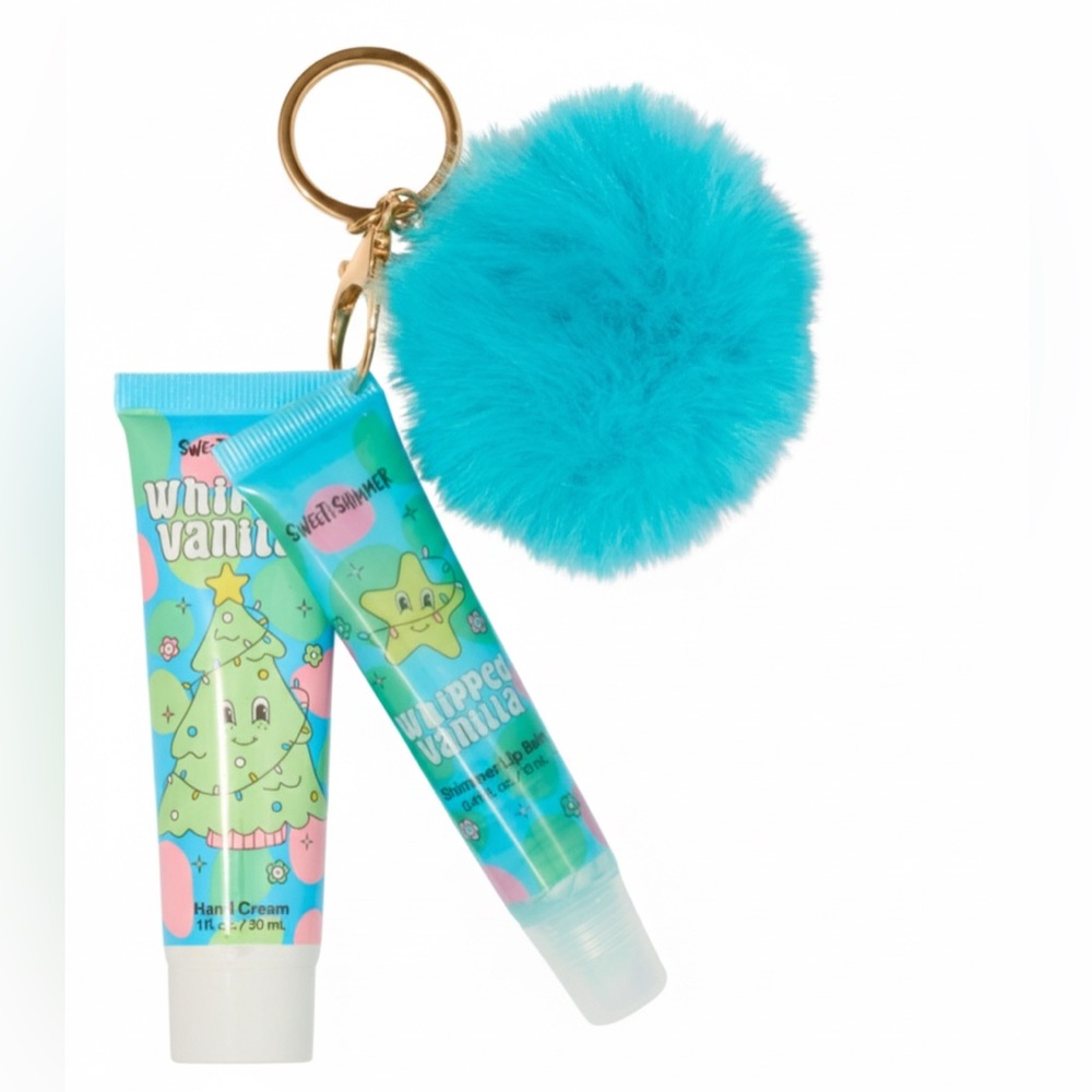 Sweet & Shimmer Whipped Vanilla Keychain with Lipgloss and Hand lotion NWT